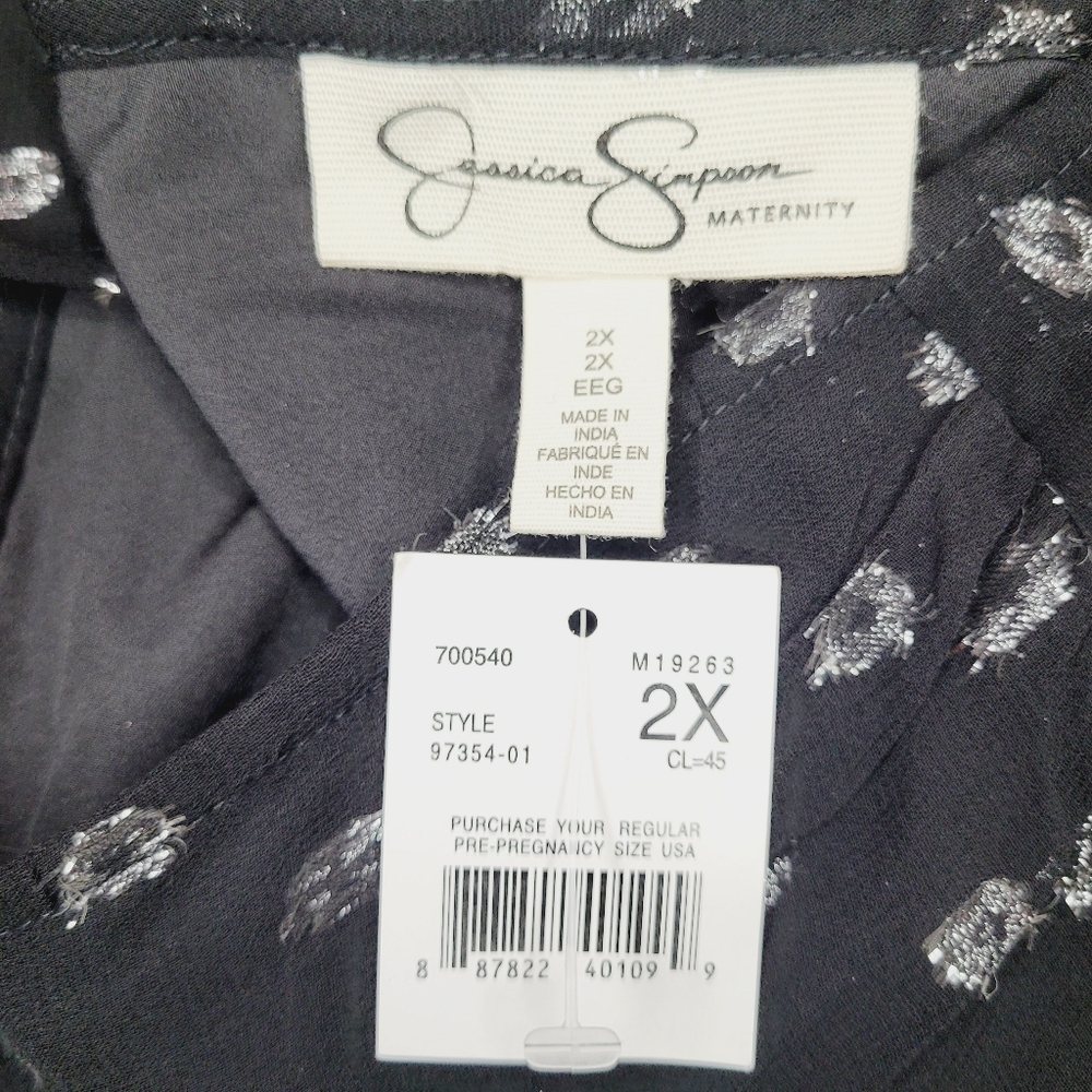 Jessica Simpson Dress Women's Size 2X Maternity Black Dots Flounce Party Event - Picture 3 of 10